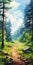 Highly Detailed Anime Painting Of A Naturalistic Forest Tree