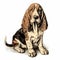 Highly Detailed Basset Hound Dog Illustration With Pensive Poses