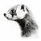 Highly Detailed Black And White Ferret Drawing In Wlop Style