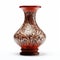 Highly Detailed Carved Red Vase On White Background