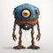 Highly Detailed Digital Illustration Of A Brown And Azure Robot With Large Eyes