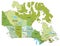 Highly detailed editable political map with separated layers. Canada.