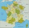 Highly detailed editable political map with separated layers. France.