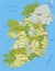 Highly detailed editable political map with separated layers. Ireland.