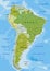 Highly detailed editable political map with separated layers. South America.