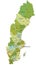 Highly detailed editable political map with separated layers. Sweden.