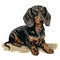 Highly Detailed Illustration Of A Black And Brown Dachshund Dog