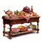 Highly Detailed Illustration Of Food Buffet On Table