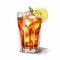 Highly Detailed Illustration Of Iced Tea With Lemon Slice