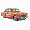 Highly Detailed Illustration Of An Orange Classic Car