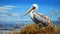 Highly Detailed Illustration Of A Pelican Resting By The Ocean