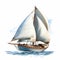 Highly Detailed Illustration Of A Sailboat With Realistic Brushwork