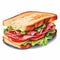 Highly Detailed Illustration Of A Sandwich On White Background