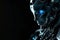 A highly detailed image of a humanoid robot with a blue illuminated eye, showcasing advanced robotics and artificial