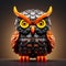 Highly Detailed Lego Owl Toy With Orange Eyes And Horns