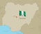 Highly detailed map of Nigeria with national flag