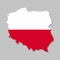 Highly detailed map of Poland with flag. Silhouette of Polish country map with flag inside. European land borders vector