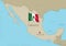 Highly detailed Mexican map with flag and labelings