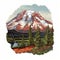 Highly Detailed Mount Rainier Sticker - Hand-drawn Illustration