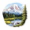 Highly Detailed Mount Rainier Sticker With Playful Cartoon Illustrations