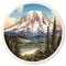 Highly Detailed Mt Rainier Sticker With Realistic Oil Painting Style