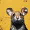 Highly Detailed Oil Painting Of A Playful Mouse In Yellow Background