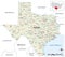 Highly detailed physical map of the US state of Texas