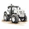 Highly Detailed Realism: White Tractor Drawing On White Background