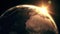 Highly detailed realistic epic sunrise over planet Earth 3D animation