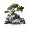 Highly Detailed Rock Themed Clip Art Of Tree On A White Background