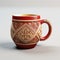 Highly Detailed Russian Red Coffee Mug In 3d With Geometric Aesthetics