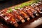highly detailed shot of the succulent glazed pork ribs