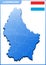 Highly detailed three dimensional map of Luxembourg with regions border