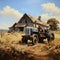 Highly Detailed Tractor Painting With American Scene Aesthetics