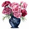 Highly Detailed Watercolor Carnations In Vase Clipart