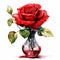 Highly Detailed Watercolor Red Rose In A Vase Clipart