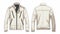 Highly Detailed White Leather Jacket With Zippers And Earth Tone Illustrations