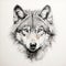 Highly Detailed Wolf Artwork: Dark, White, And Silver Illustration