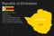 Highly detailed Zimbabwe map with flag, capital and small map of the world