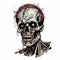 Highly Detailed Zombie Head Artwork With Comic Art Style