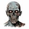 Highly Detailed Zombie Head Illustration On White Background