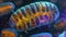 A highly magnified image of the inner membrane of a mitochondrion showcasing the presence of numerous proteins and