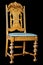 Highly ornate vintage, antique dining room chair from about 1925 is elm burl, walnut and mahogany, all richly carved. right facing