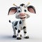 Highly Realistic 3d Cartoon Boy Cow With Disney Animation Style