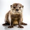 Highly Realistic Baby Otter On White Surface - Ultra Hd