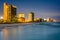 Highrises along the Gulf of Mexico at night, in Panama City Beach, Florida