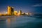 Highrises along the Gulf of Mexico at night, in Panama City Beach, Florida