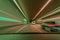 Highspeed blurred background, driving fast through a tunnel overtaking a car with light blurry long exposure effects