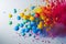 highspeed shot of colorful paint burst from balloons