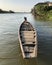 Hight angle view of longtail boat mooring at dock